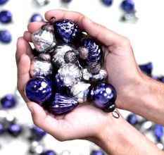 25 Pieces Purple and Silver Ornaments For Tree Decoration - Glass Christmas Ornaments